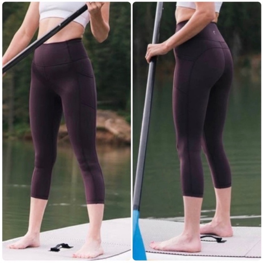Zyia Wine Brilliant Pocket Hi-Rise Capri Leggings 20” sz 8-10